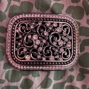 Ornate Silver and Black Belt Buckle